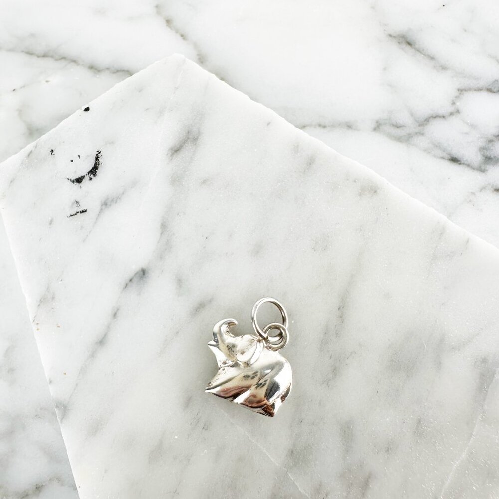 Elephant Charm 950 Silver, Solid Silver Charms, G… - image 2